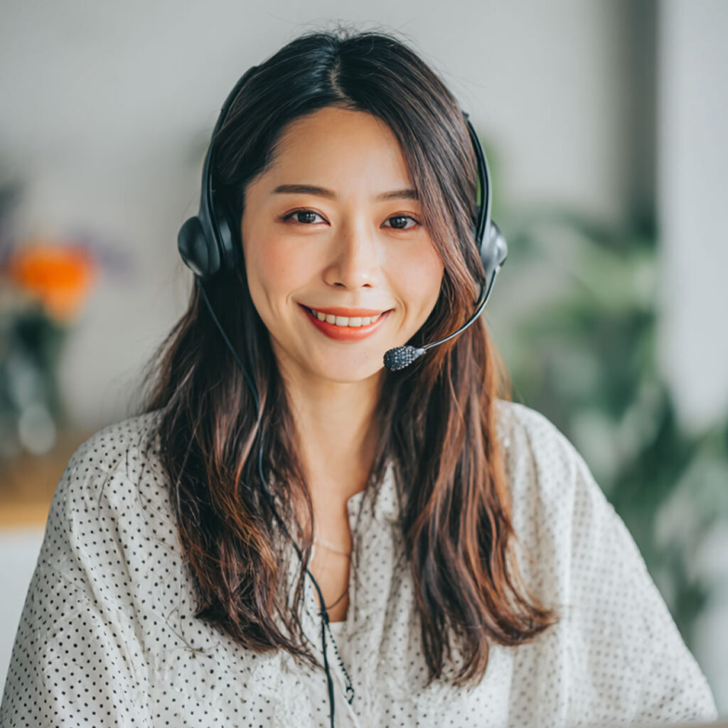 テレアポしている女性