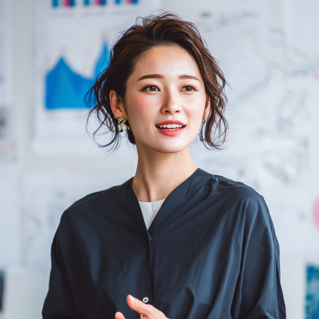 営業代行の大きなメリットを説明している女性